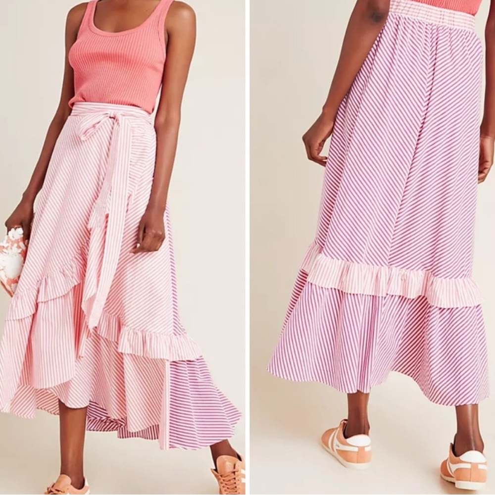 Maeve Penny Ruffled Midi Skirt